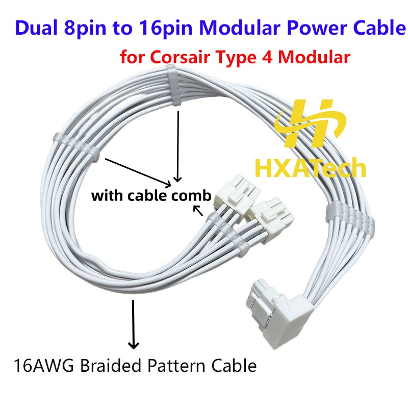 Dual 8Pin To 16Pin 12Vhpwr Cable - Hochwertiges 16AWG Geflochtenes Dual 8-Pin zu
