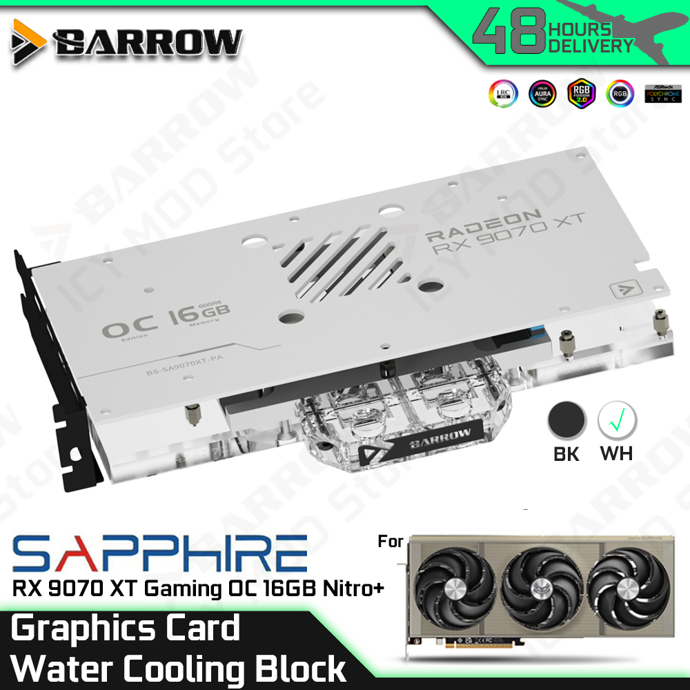 Rx 9070 16Gb - Barrow Grafikkarte Wasserkühlblock für SAPPHIRE RX