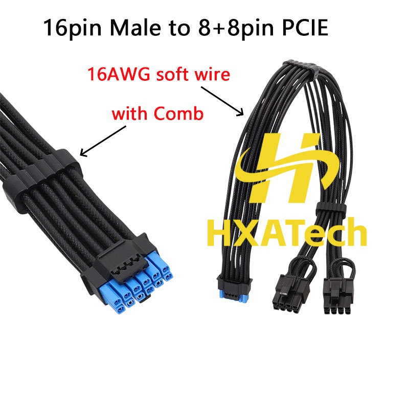 Dual 8Pin To 16Pin 12Vhpwr Cable - HXATech-Colorful 12VHPWR zu Dual 8Pin Grafikkarten-Stromkabel