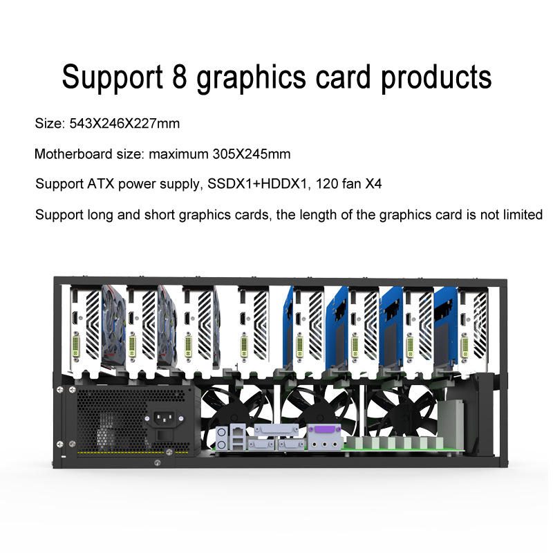 Bergbau Fall Rack Motherboard  – Gpu Mining Rig Frame 8 Gpu Bewertung und Preis