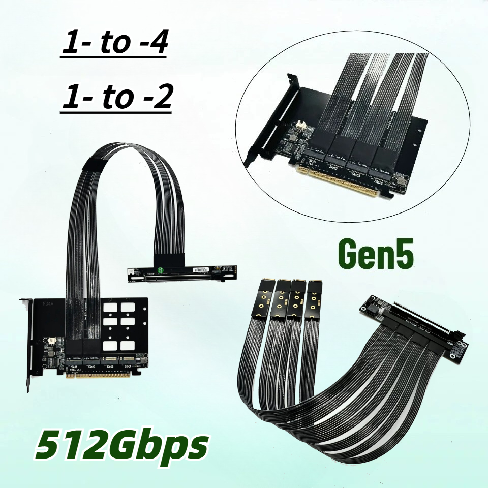PCIe 5.0 X16 4*M.2 NVMe zu X8  – Pcie 5.0 Gpu Riser Cable Bewertung und Preis